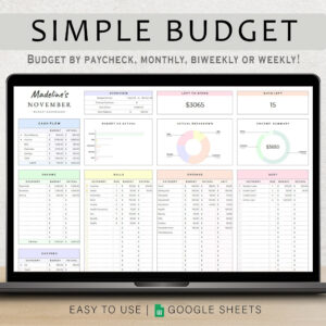 Budget Planner Spreadsheet Google Sheet & Excel Weekly, Biweekly, Monthly, Or Paycheck