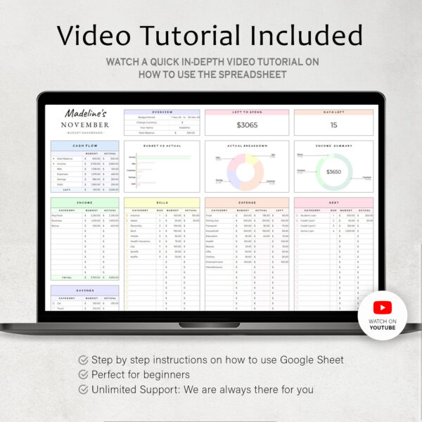 Budget Planner Spreadsheet Google Sheet & Excel Weekly, Biweekly, Monthly, Or Paycheck - Image 10