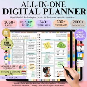 All-in-One Digital Planner 2025, 2026, 2027 – Goodnotes Planner, Apple Google Calendar + Bonus 50+
