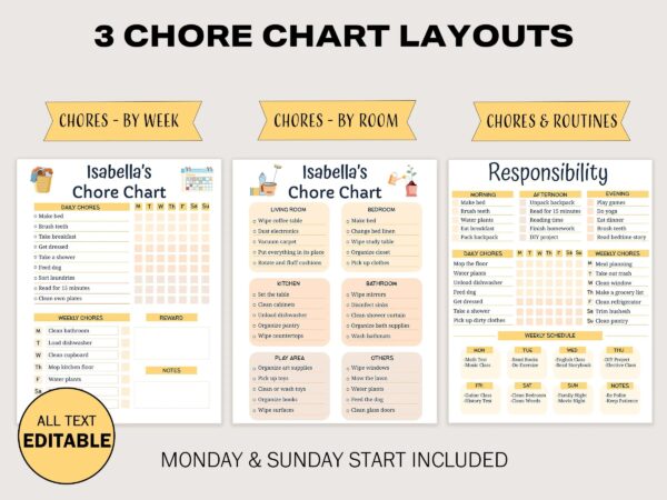 Kids Chore Chart & School Routine Daily Planner - Google Sheets Template for Kids - Image 2