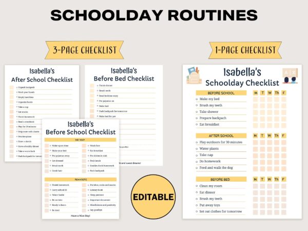 Kids Chore Chart & School Routine Daily Planner - Google Sheets Template for Kids - Image 3
