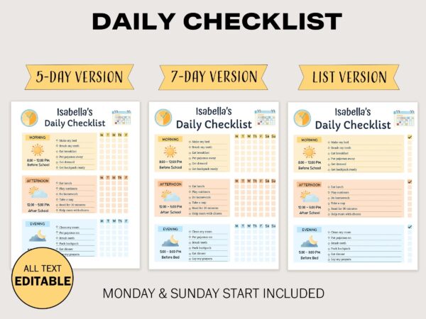 Kids Chore Chart & School Routine Daily Planner - Google Sheets Template for Kids - Image 4