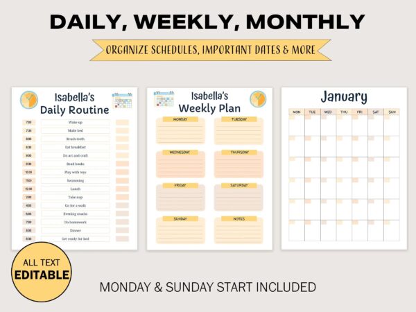 Kids Chore Chart & School Routine Daily Planner - Google Sheets Template for Kids - Image 7