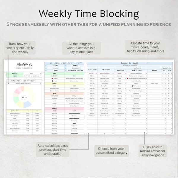 ADHD Life Planner & Budget Spreadsheet - Google Sheets Organizer for Productivity - Image 8